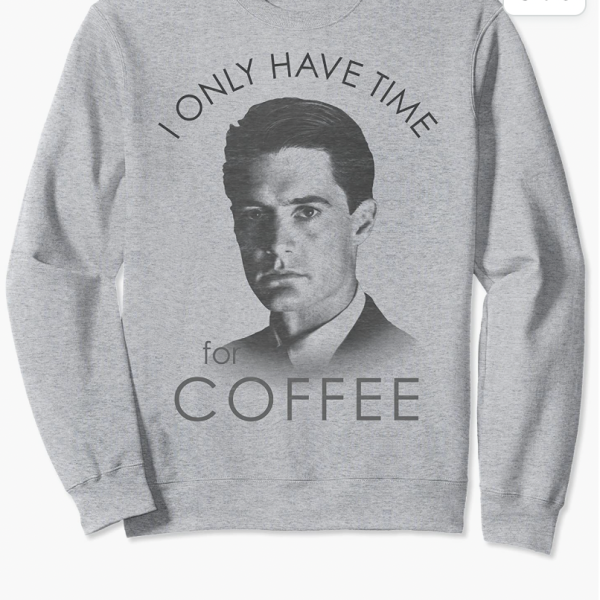 Twin Peaks sweatshirt with Agent Cooper's face.