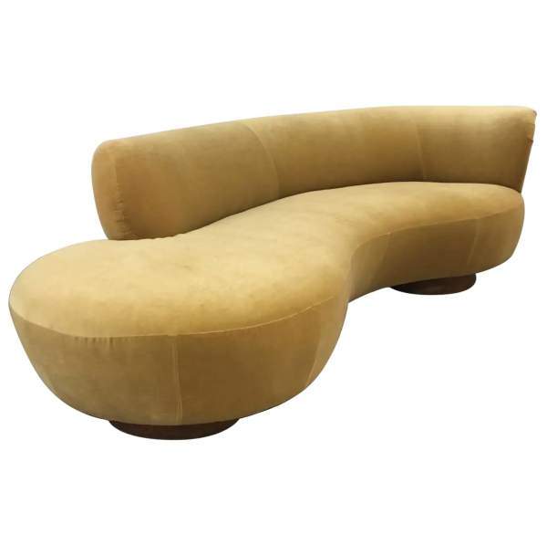 Vladimir Kagan Serpentine Cloud Sofa in Camel Velvet