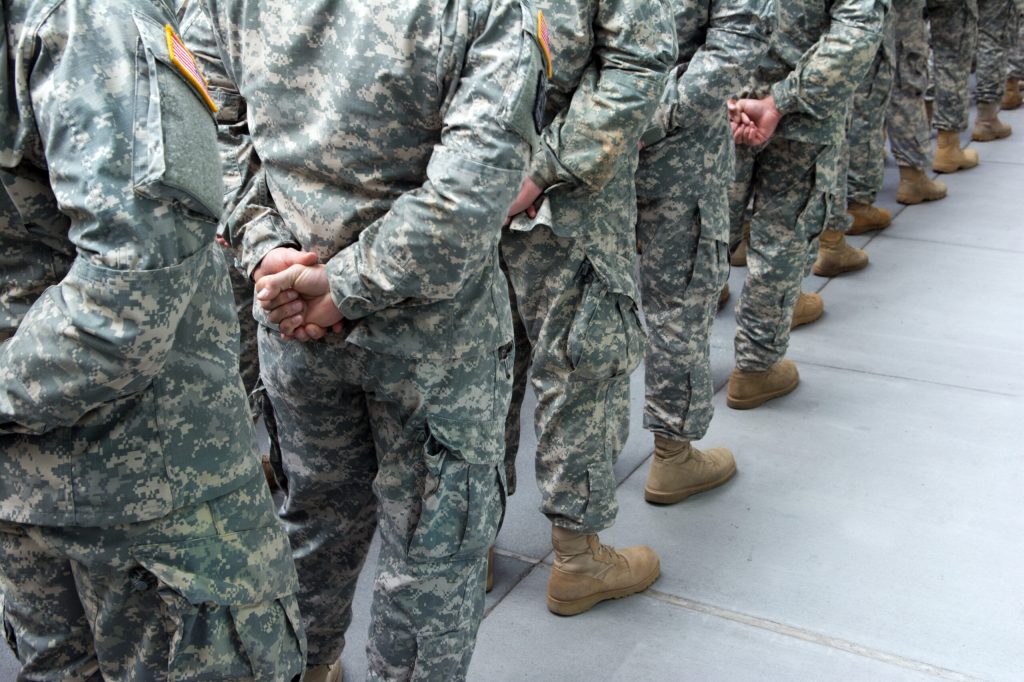 Soldiers lining up for the annual New York City Veterans Day Parade.