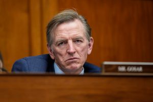 Rep. Paul Gosar (R-AZ) attends a House Oversight Subcommittee on Health Care and Financial Services hearing on Capitol Hill December 5, 2023 in Washington, DC.