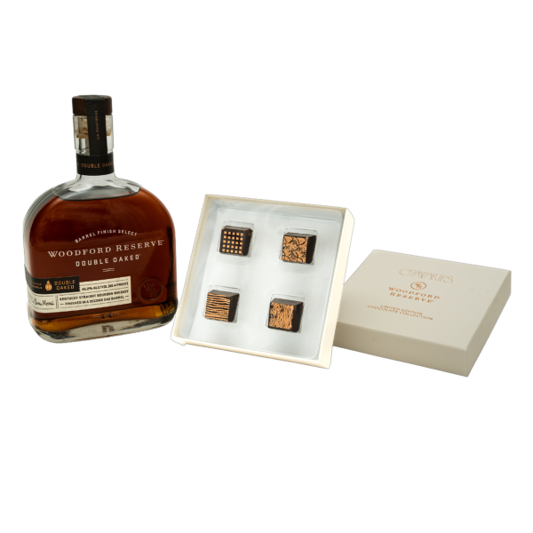 Woodford Reserve Double Oaked Bourbon and Compartés Limited Edition Chocolate Collection Bundle