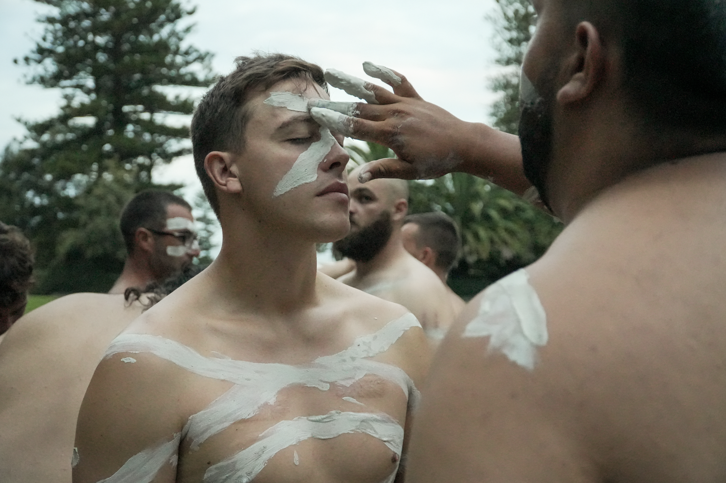 Man gets his face painted