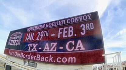 A photo of one of the billboards, courtesy of one of the convoy organizers Scotty Saks 