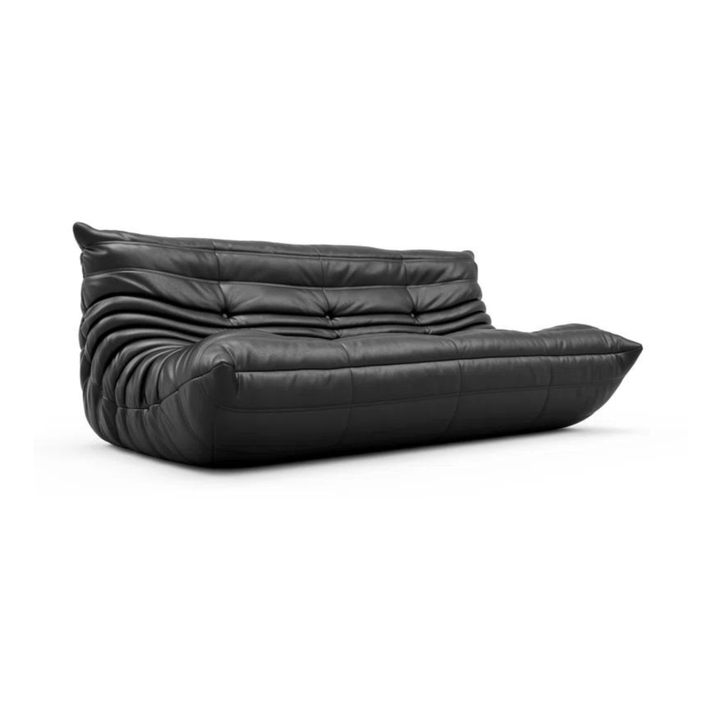 Armless Large Microfiber Leather 3-Seat Bean Bag Sofa