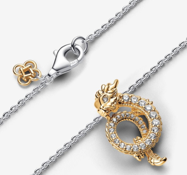 Two-tone Chinese Year of the Dragon Collier Necklace