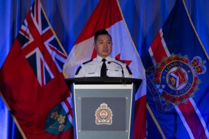 London Police Service Chief Thai Troung holds a press conference in London, Ontario, on February 5, 2024.