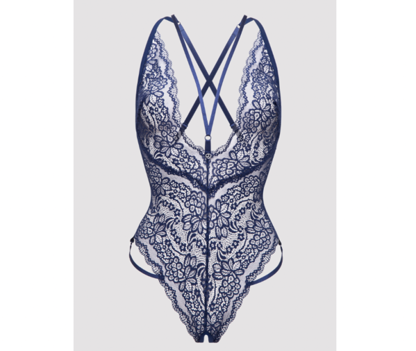 Late Night Liaison Blue Crotchless Lace Teddy