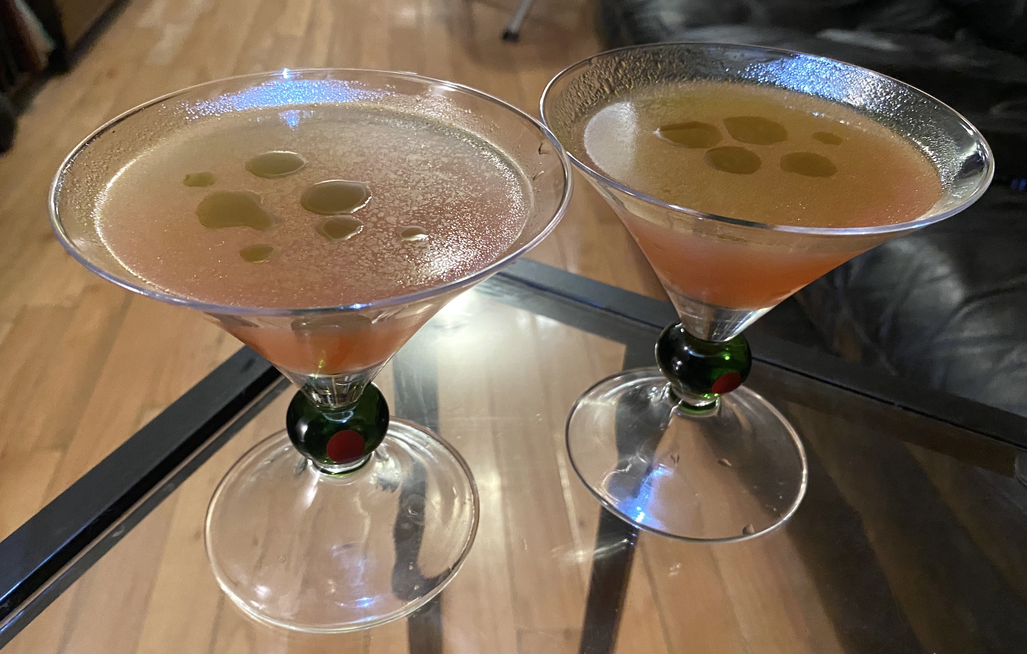 oil washed craft cocktail by camp and california olive oiil company corot