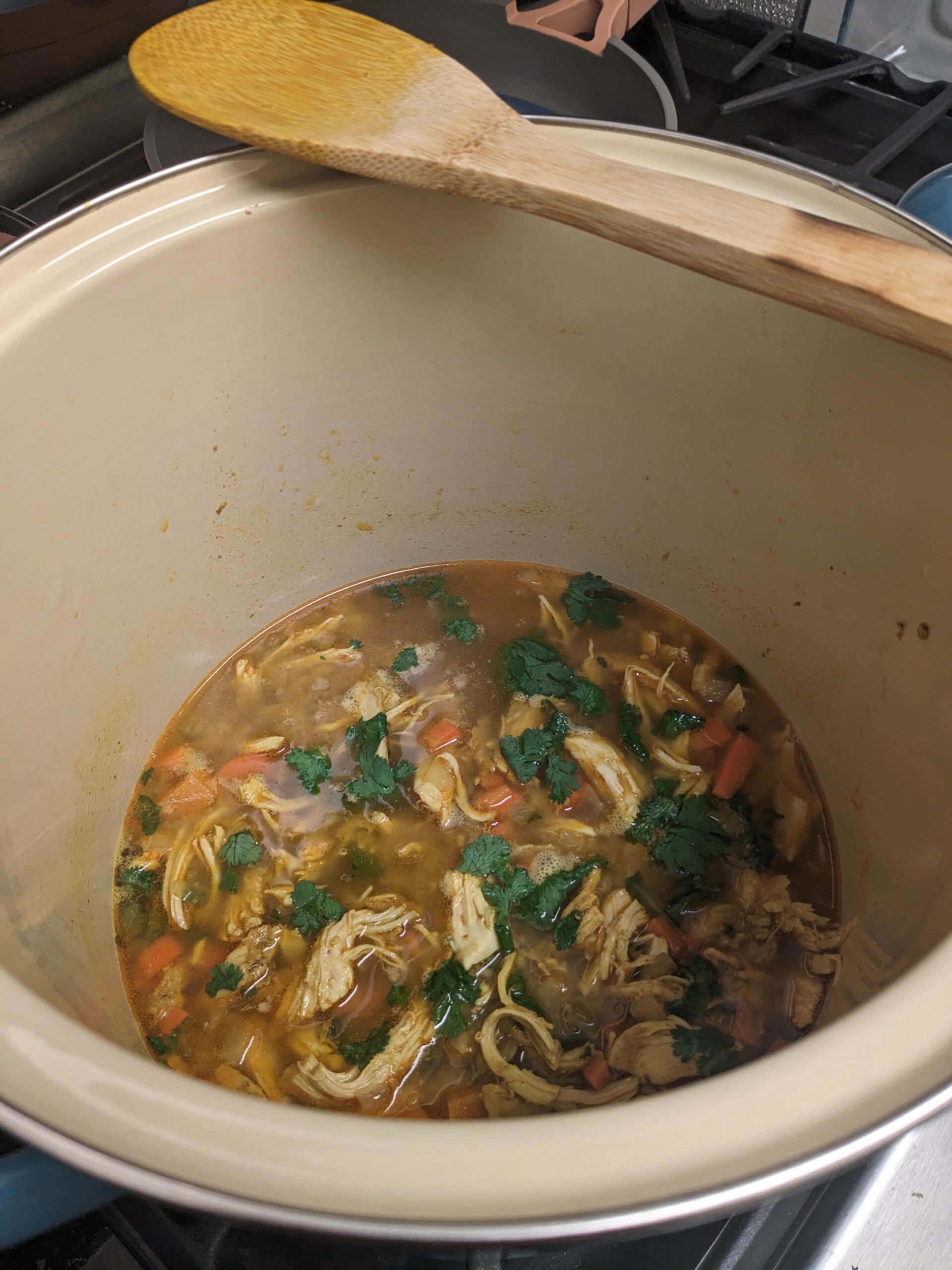 Making soup in the Le Creuset stockpot