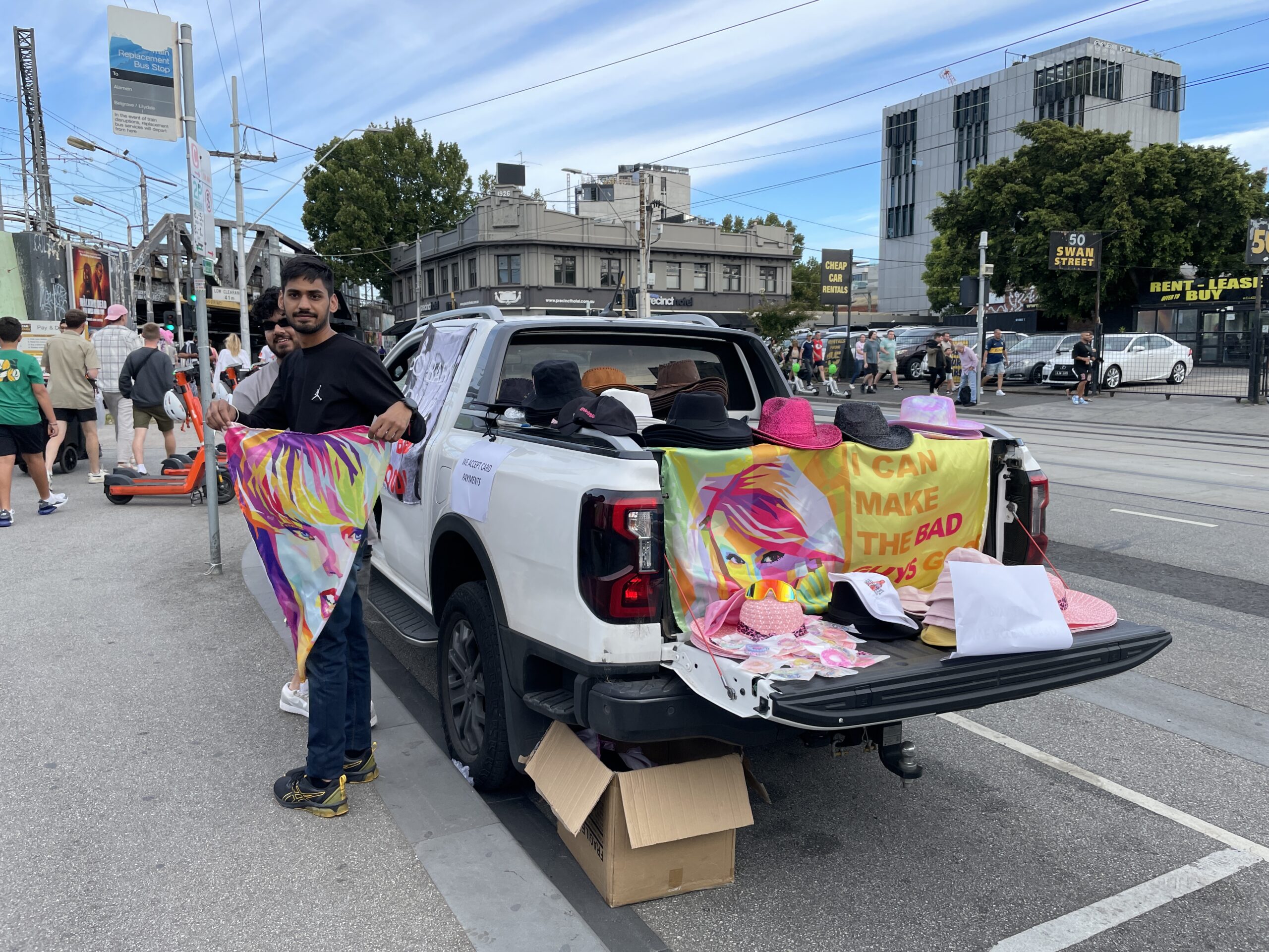 Taylor Swift merch on a truck