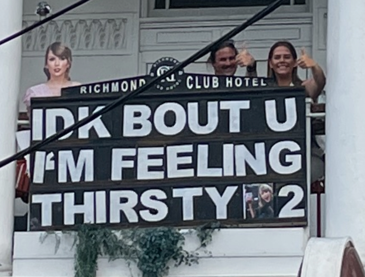 A Taylor Swift sign