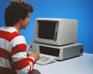 Man at an old computer