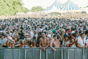 People at a festival against the barriers