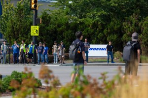 Employees outside the Boeing Renton Factory in Renton, Washington on Friday, September 6, 2024. Photo by Paul Christian Gordon/ZUMA Press Wire/Shutterstock.