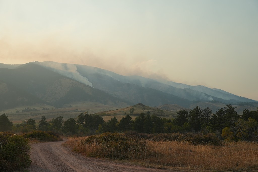 Moose Fire Wyoming Wildfire Road Photo