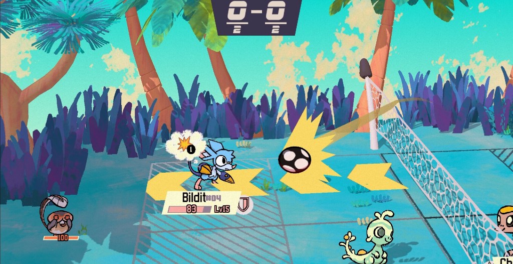 Gameplay from Beastieball with a beastie about to hit the ball