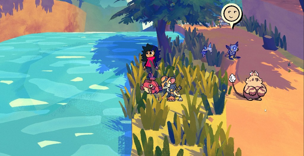 A player character standing by the water in Beastieball