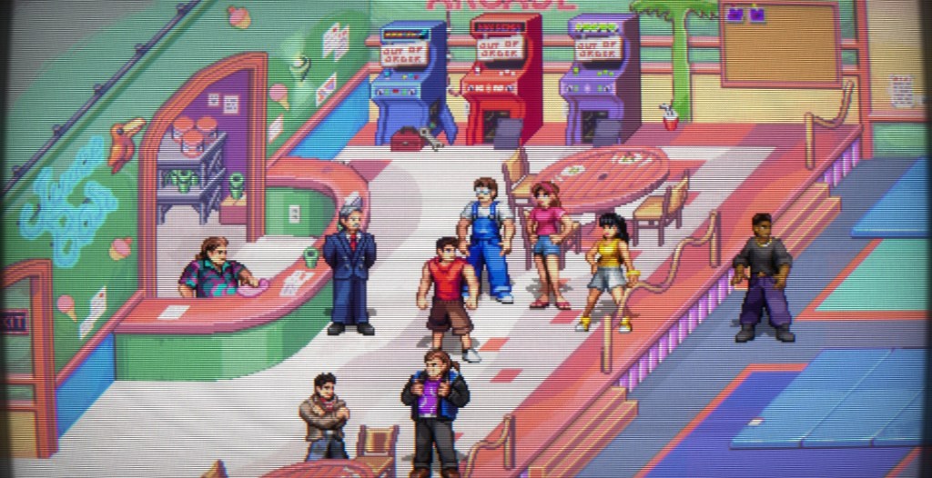 The rangers hanging out at the Juice Bar in Rita's Rewind