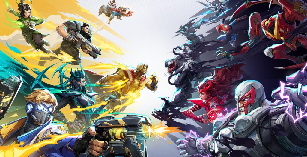 Marvel Rivals Key Art featuring heroes and villians before battle